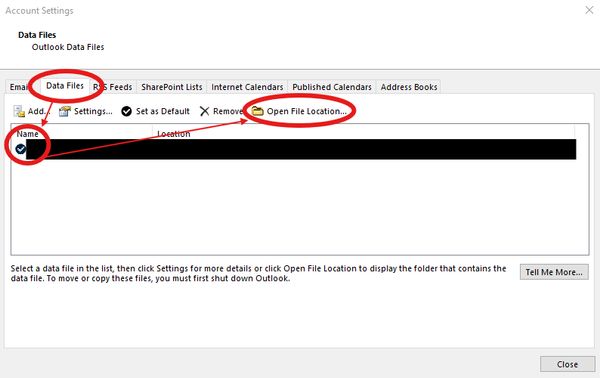 Screenshot of Outlook settings