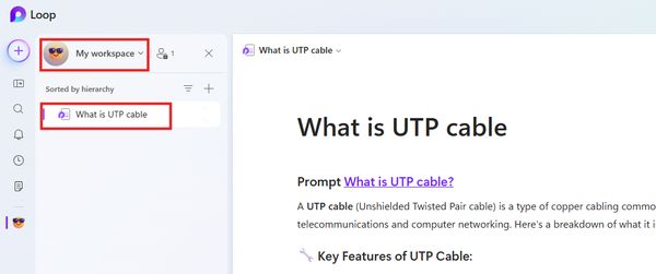 Screenshot of Loop page
