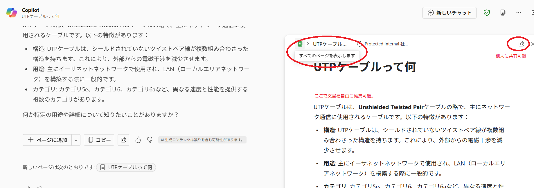 Screenshot of Copilot chat page